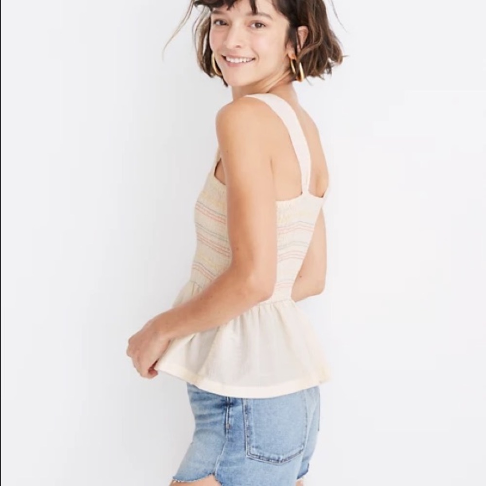 Madewell Texture and Thread Smocked Peplum Tank